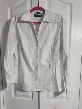 Jones New York Women's White Button-Front Dress Shirt